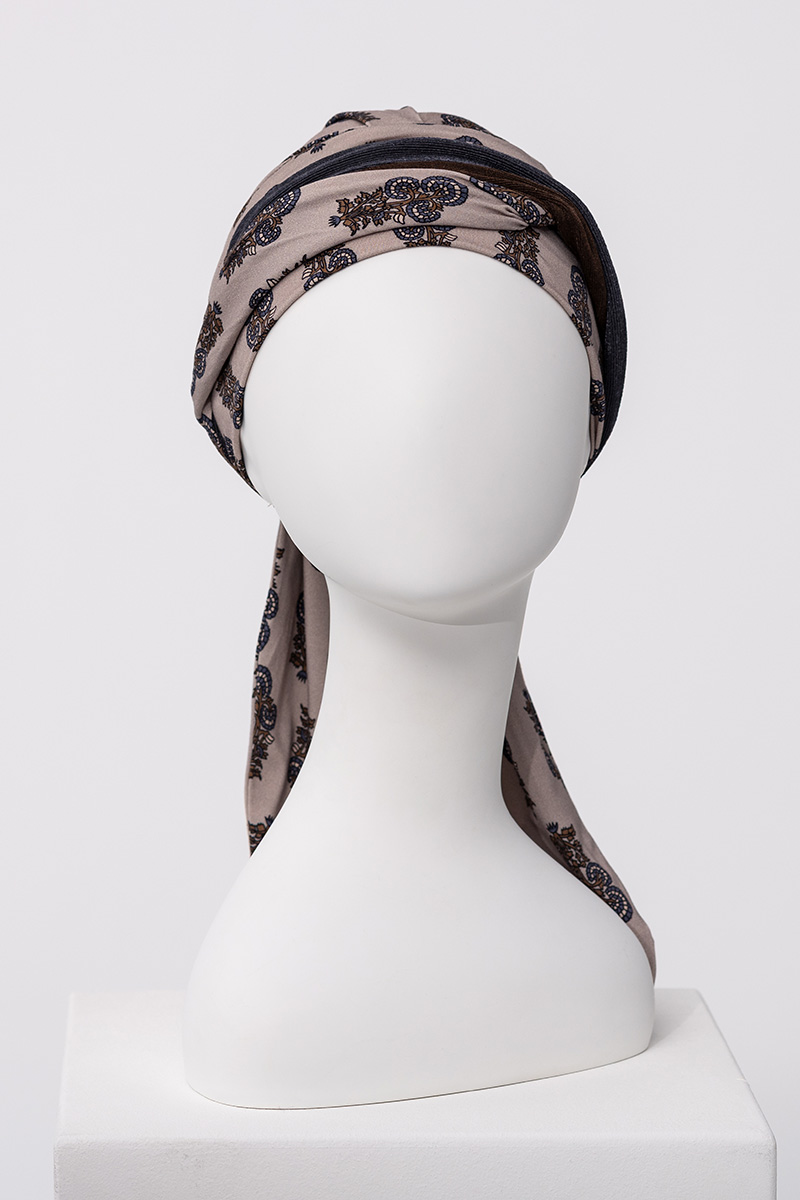 Beatrice - Turbante con nastri corti in viscosa di bambù - Fantasia – 1419-4116