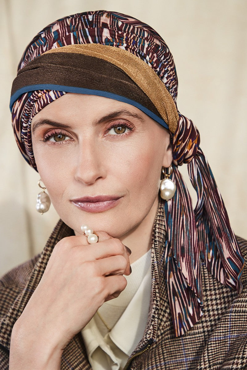 Beatrice - Turbante con nastri corti in viscosa di bambù - Fantasia – 1419-4118
