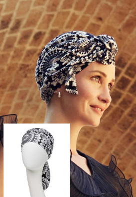 Turbante de Beatriz y los Auriculares, en Viscosa de Bambú, diseño de leopardo de color lila/negro - 1419-0593