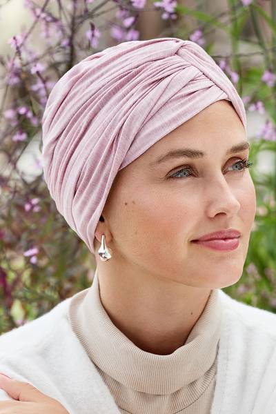 Turbante Joyo - Cuffia in Viscosa di Bambù - Rosa Melange 1572-0320