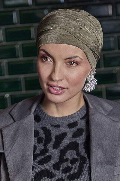 Aria - Turbante in poliestere/viscosa di bambù – Verde muschio 3050-4114