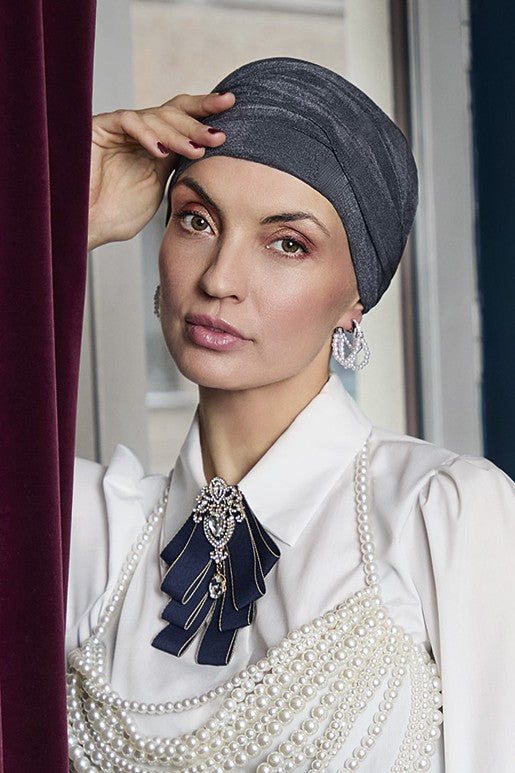 Aria - Turbante in poliestere/viscosa di bambù – Grigio/Blu 3050-4154