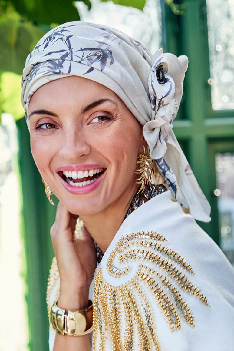 Juvela - Turbante con fascia rimovibile in viscosa/poliestere/bambù - fantasia 3053-4110