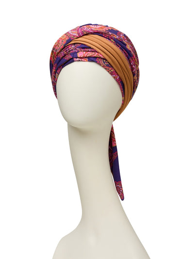 Turbante Belisa con nastri lunghi in viscosa di bambù - fantasia 1532-0794