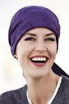 Cali - Turban in cotton/silk Purple with Embroidery - 8202-184