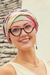 Turban Shakti - Cap linen - Patterned poppies abstract - 1417-0594