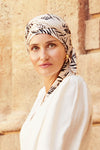 Turban Beatrice and Turban, in Viscose of Bamboo - leopard design lilac/black - 1419-0593