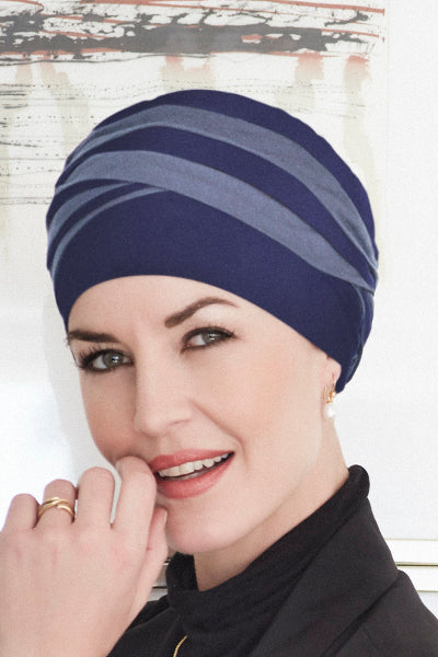 Shanti - Turban in Viscose of Bamboo - blue/blue - 1461-0653