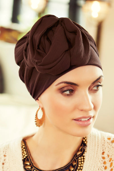 Sapphire - Turbante in raion  con nastro lungo rimovibile - moka 3001-0579