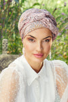 Ruby - Turban in cotton/polyester - abstract pattern white/black 3000-0576